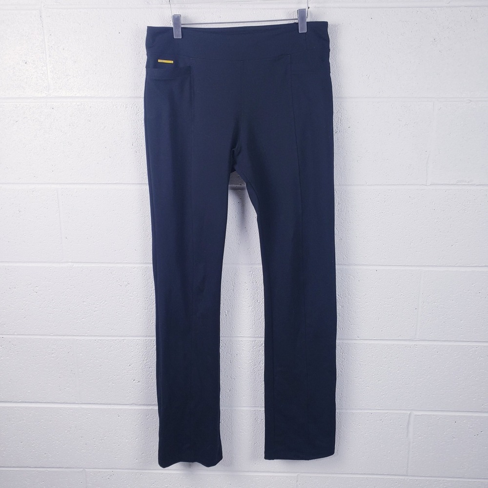 Lole Travel Pants Black Straight Leg Stretch Elastic Waist Womens Size L